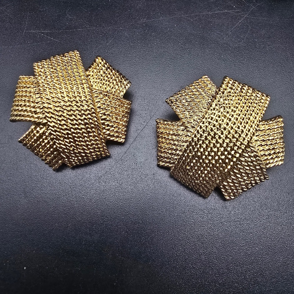 Avon Golden Burst Clip On Earrings Statement Large Geometric Runway Vintage